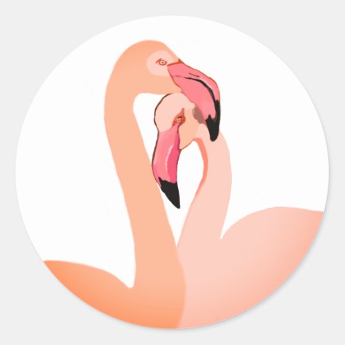 Pink Flamingo Heart  StickerValentine Classic Round Sticker