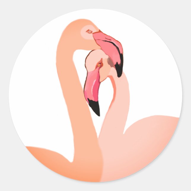 Pink Flamingo Heart  Sticker,Valentine Classic Round Sticker (Front)