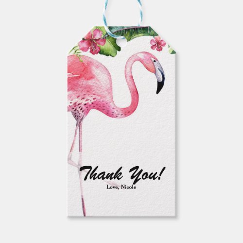 Pink Flamingo  Hibiscus Tropical Party Favor Gift Tags