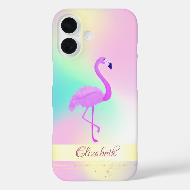 Pink Flamingo Holographic Ombre Case-Mate iPhone Case (Back)