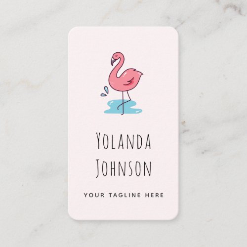 Pink Flamingo Illustration Add Logo  Social Media Business Card