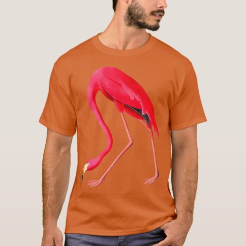 Pink Flamingo Illustration John James Audubon 1827 T_Shirt