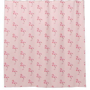 Pink Flamingo Illustration Tropical Pattern Cute Shower Curtain