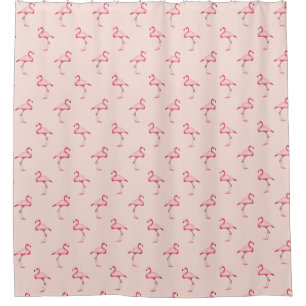 Pink Flamingo Illustration Tropical Pattern Pastel Shower Curtain
