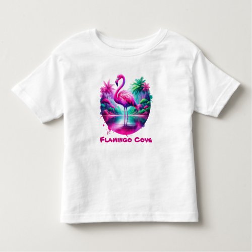 Pink Flamingo in a Tropical Cove Toddler T_shirt