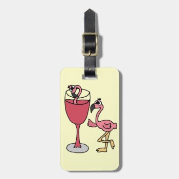 Pink Flamingo In Blush Wine Glass Luggage Tag by inspirationrocks at Zazzle