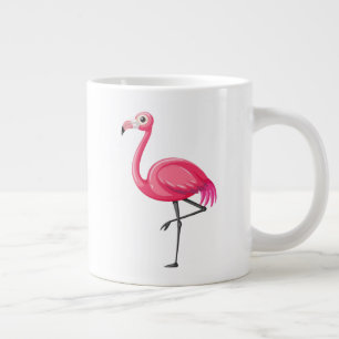 Pink Flamingo in Cartoon Style Giant Coffee Mug