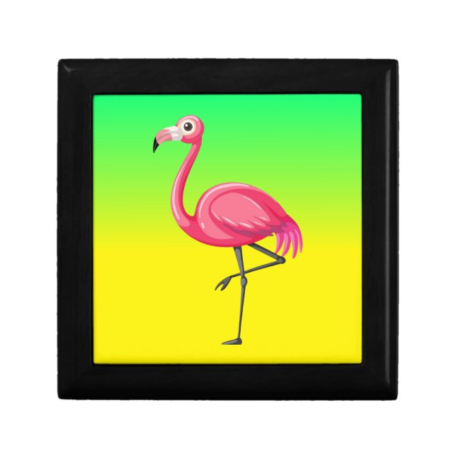 Pink Flamingo in Cartoon Style Gift Box (Front)