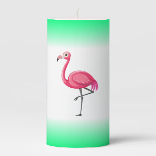 Pink Flamingo in Cartoon Style Pillar Candle