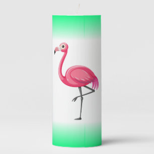 Pink Flamingo in Cartoon Style Pillar Candle