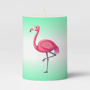 Pink Flamingo in Cartoon Style Pillar Candle