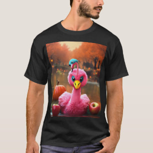 Pink Flamingo in Dragon Costume Bobbing for Apples T-Shirt