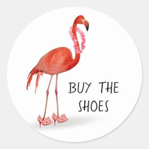 Pink Flamingo In High Heels Classic Round Sticker
