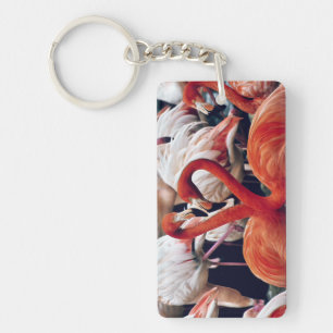 Pink Flamingo in Nature Keychain