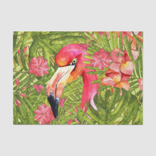 Pink Flamingo in Palm and Monstera Jungle Tissue Paper