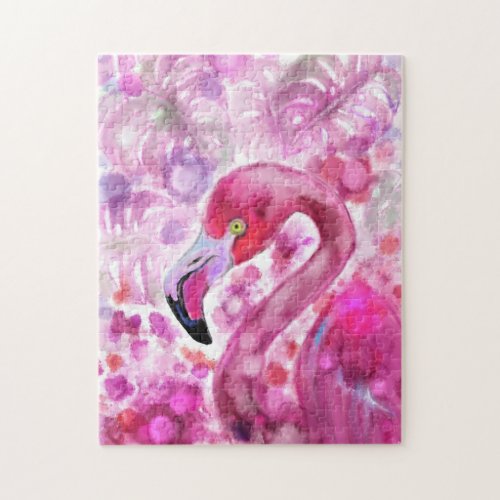 Pink Flamingo in Pink World _ Beautiful Pink Land Jigsaw Puzzle