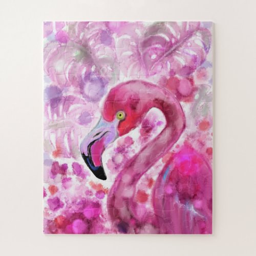 Pink Flamingo in Pink World _ Beautiful Pink Land Jigsaw Puzzle