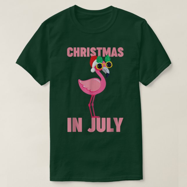 Pink Flamingo In Santa Hat Christmas In July 816  T-Shirt (Design Front)