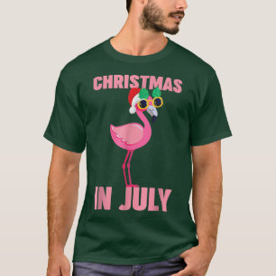 Pink Flamingo In Santa Hat Christmas In July 816  T-Shirt