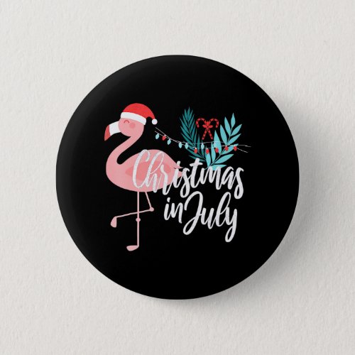 Pink Flamingo in Santa Hat Christmas In July Girl Button