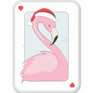 Pink Flamingo in Santa Hat Sticker