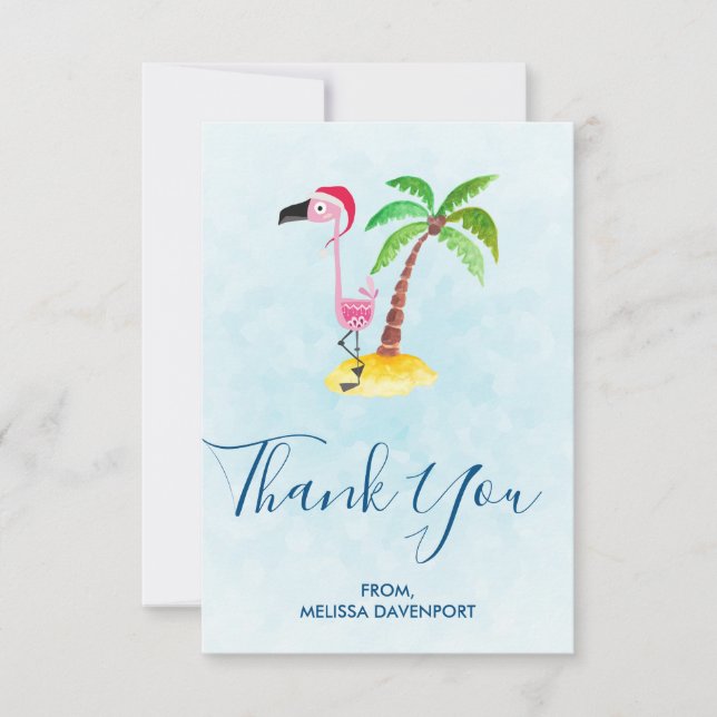 Pink Flamingo in Santa Hat Thank You (Front)