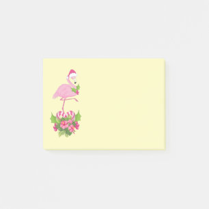 Pink Flamingo in Santa Hat Whimsical Christmas Post-it Notes