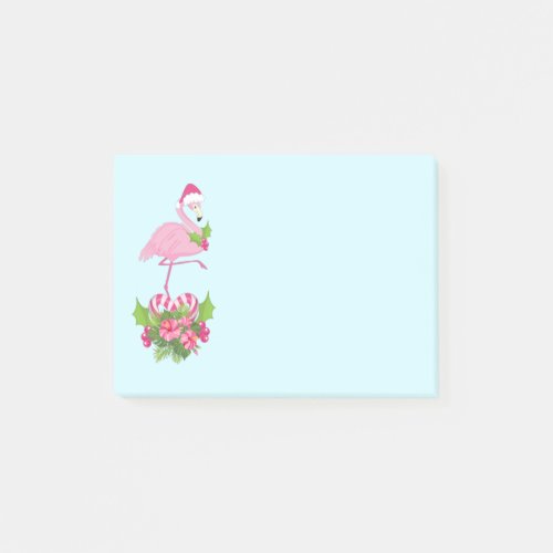 Pink Flamingo in Santa Hat Whimsical Christmas Post_it Notes