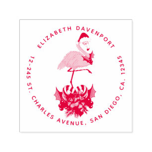 Pink Flamingo in Santa Hat Whimsical Christmas Self-inking Stamp