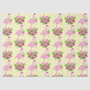 Pink Flamingo in Santa Hat Whimsical Christmas Tissue Paper
