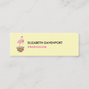 Pink Flamingo in Santa Hat with Candy Cane Bouquet Mini Business Card
