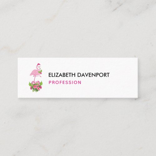 Pink Flamingo in Santa Hat with Candy Cane Bouquet Mini Business Card