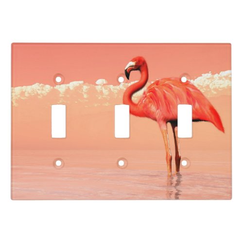 Pink flamingo in the water _ 3D render Light Switch Cover