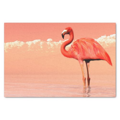 Pink flamingo in the water _ 3D render Tissue Paper
