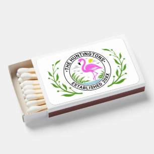 Pink Flamingo in Water Family Name Date Estd #1CW Matchboxes