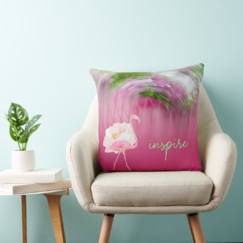 Pink Flamingo Inspirational Quote Inspire  Throw Pillow by Sozo4all at Zazzle