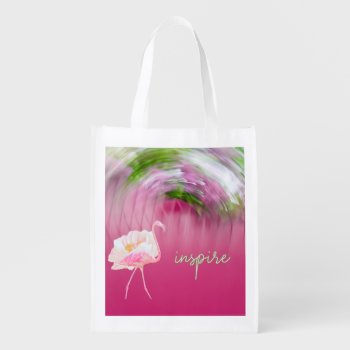 Pink Flamingo Inspirational Saying Inspire Quote  Grocery Bag by Sozo4all at Zazzle