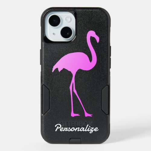 Pink flamingo iPhone 15 Otterbox Commuter Case