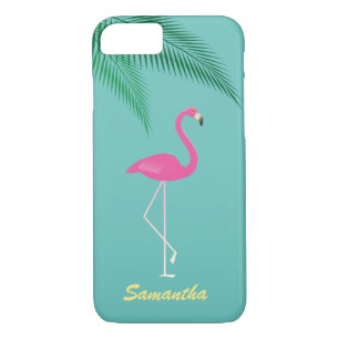 Pink Flamingo iPhone 7 Case - turquoise