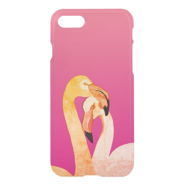 Pink Flamingo  iPhone 8/7 Clearly™ Deflector Case (Back)