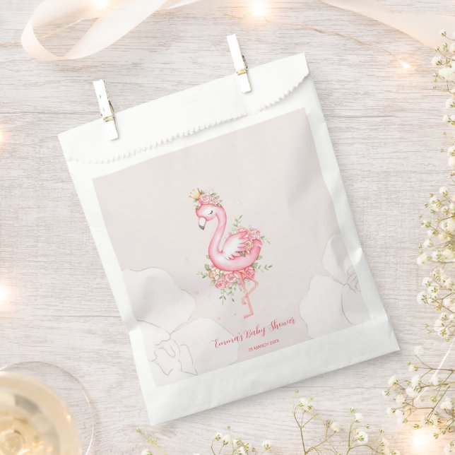 Pink Flamingo It's a Girl Baby Shower  Favor Bag (Clipped)