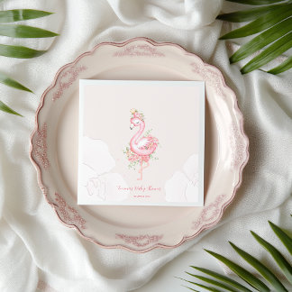 Pink Flamingo It's a Girl Baby Shower Napkins