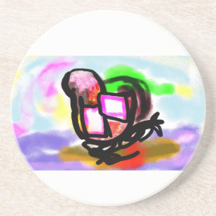 Pink flamingo joy love  coaster