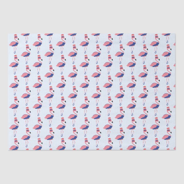 Pink Flamingo July 4th Holiday Tissue Paper (Front)