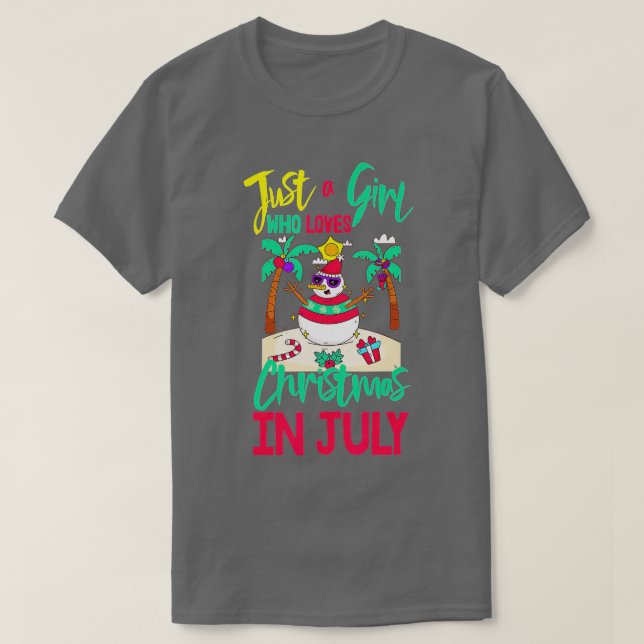 Pink Flamingo Just A Girl Who Loves Christmas In J T-Shirt (Design Front)