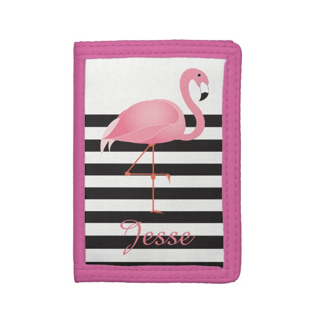 Pink flamingo kid's wallet (Front Vertical)