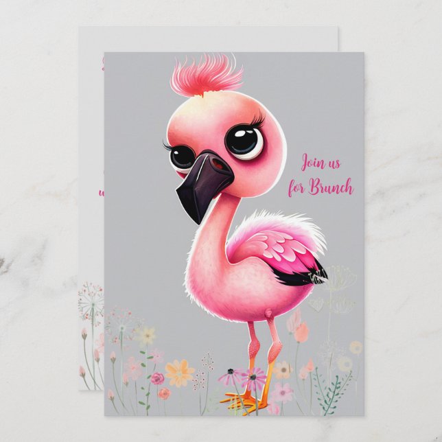 Pink Flamingo Ladies Brunch Invitation (Front/Back)