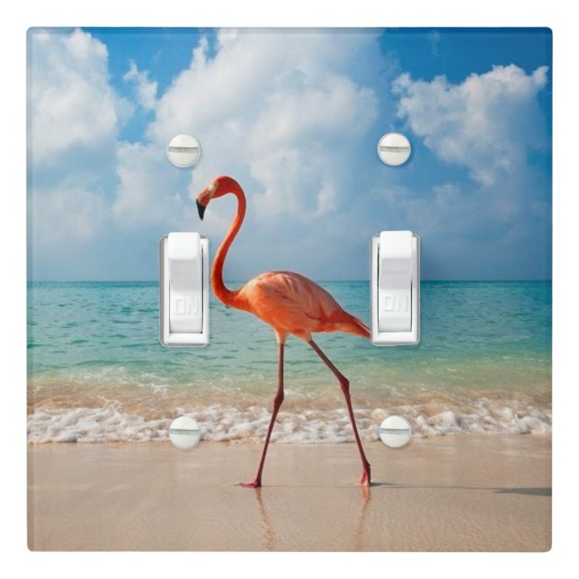 Pink Flamingo Light Switch Cover (In Situ)