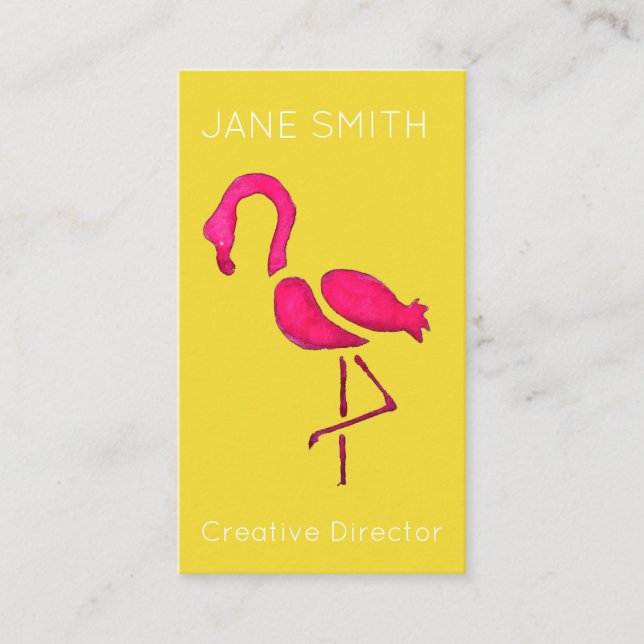 Pink flamingo logo modern creative industry business card (Front)