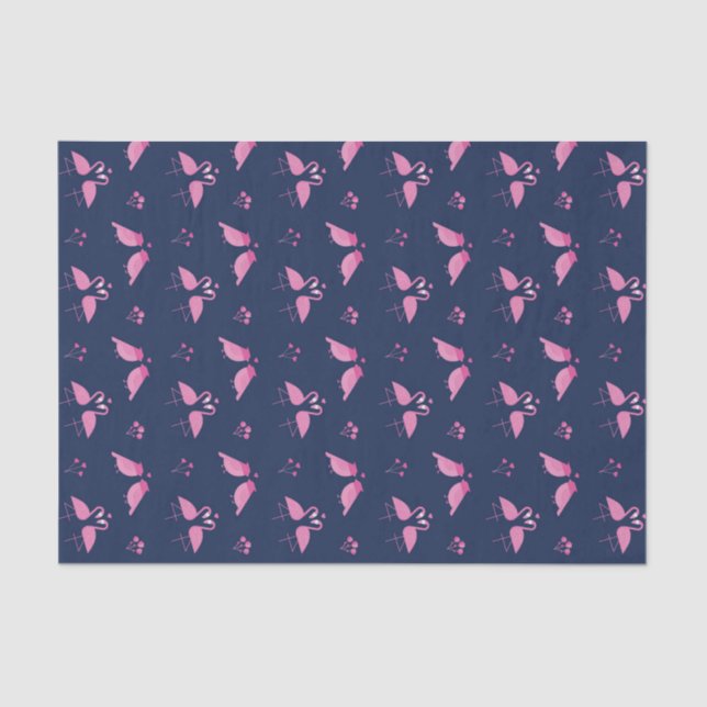 Pink Flamingo Love Birds Pattern Valentine's Day Tissue Paper (Front)